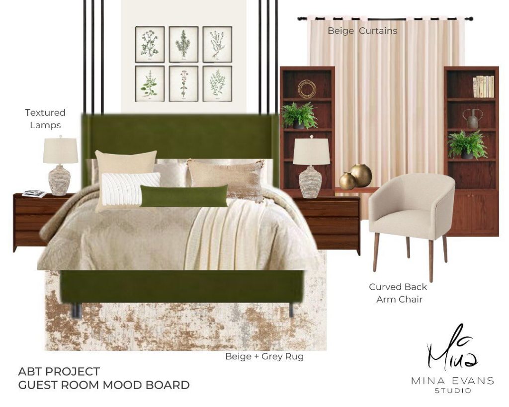 Moodboard of the ABT bedroom decor project in Ghana - by Ghanaian Interior Designer, Mina Evans