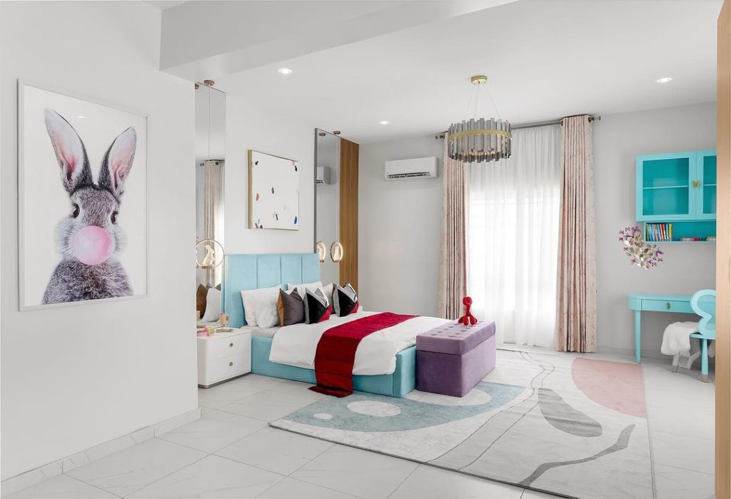 Another view of the luxury girl's bedroom by Numi Design House.