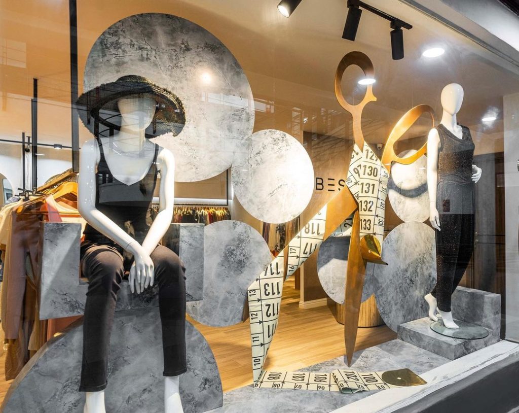 Another view of the window display at Besaz Boutique designed by HOA Interiors