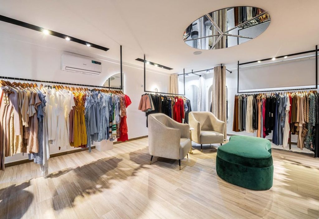 Inside the minimalist yet sophisticated interior of Besaz Fashion Store in Lagos.